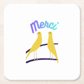 Porta-copo De Papel Quadrado Modern Canary & "Merci" - Japandi Style Art