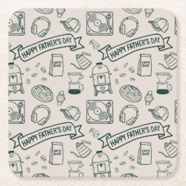 Porta-copo De Papel Quadrado Modern Father's Day Doodle Pattern Millennial Dad