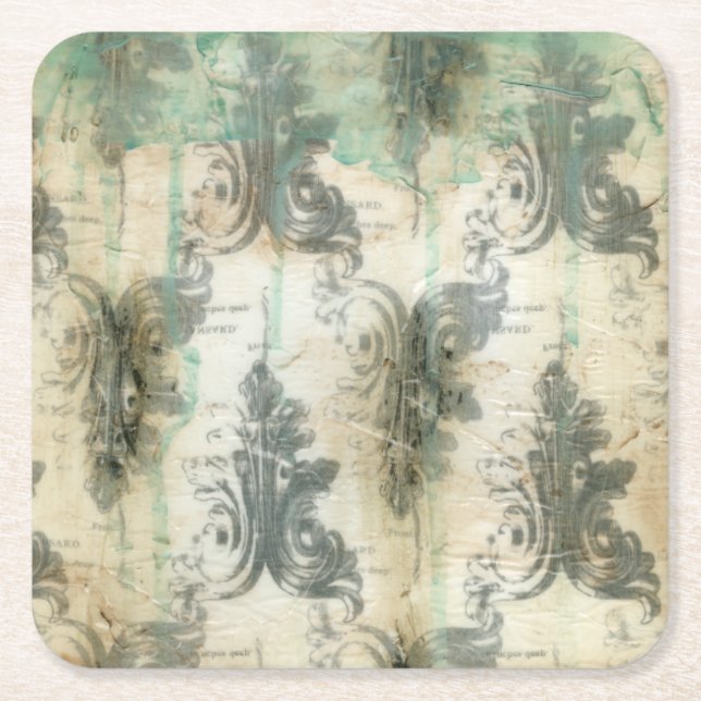 Porta-copo De Papel Quadrado Modern Fleur De Lis Design (Frente)