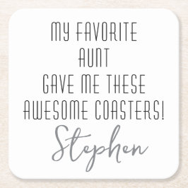 Porta-copo De Papel Quadrado Modern Funny Personalized to Nephew from Aunt