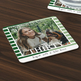 Porta-copo De Papel Quadrado Modern Minimalist Striped 30th Birthday Photo