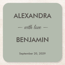 Porta-copo De Papel Quadrado Modern Minimalist Wedding | Sage Green Timeless