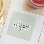Porta-copo De Papel Quadrado Modern Pastel Mint Hello E Você Nome<br><div class="desc">Modern Pastel Mint Hello E Você Nome</div>