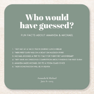 Porta-copo De Papel Quadrado Moderna Tipografia Sage Fatos Divertidos De Casame