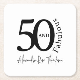 Porta-copo De Papel Quadrado Moderno Cinquenta e Fabuloso Aniversário de 50 ano