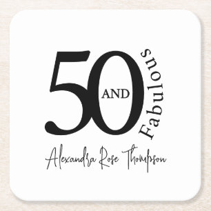 Porta-copo De Papel Quadrado Moderno Cinquenta e Fabuloso Aniversário de 50 ano