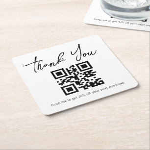 Porta-copo De Papel Quadrado moderno código qr de negócios minimalista obrigado