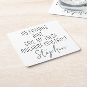 Porta-copo De Papel Quadrado Moderno Divertido Personalizado para Sobrinho da T