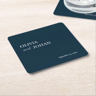 Porta-copo De Papel Quadrado Moderno e minimalista simples Marinho de casamen