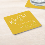 Porta-copo De Papel Quadrado Moderno Fazemos Casamento Amarelo Saffron Personal<br><div class="desc">Moderno Fazemos Elegante Porta copos de Papel Casado Amarelo Saffron Personalizado Saffron</div>