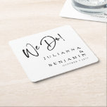 Porta-copo De Papel Quadrado Moderno Fazemos Casamento Branco Preto Personaliza<br><div class="desc">Moderno fazemos Porta copos de Livro Branco e Preto Personalizado Elegante</div>