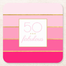 Moderno rosa quente e dourado 50 e fabuloso aniver