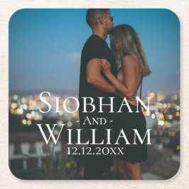 Porta-copo De Papel Quadrado Moderno Salvar A Data Foto Personalizada