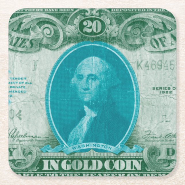 Porta-copo De Papel Quadrado Moeda Moderna V (Frente)