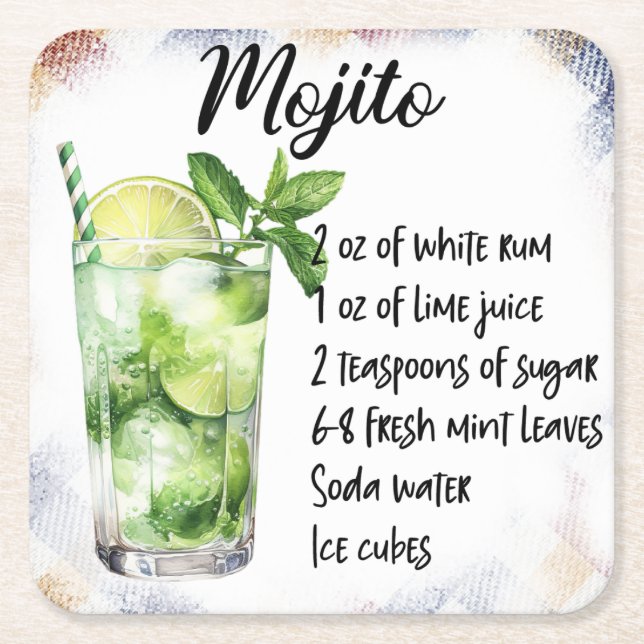 Porta-copo De Papel Quadrado Mojito (Frente)