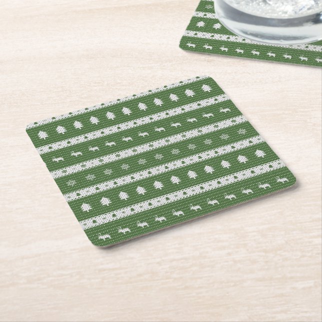 Porta-copo De Papel Quadrado Moleque de Natal Feio Verde (Inclinado)