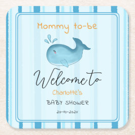 Porta-copo De Papel Quadrado Mommy To Be Cute Whale Baby Shower