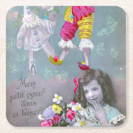 Porta-copo De Papel Quadrado Mon petite coeur dans ce baiser 2