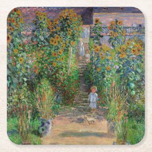 Porta-copo De Papel Quadrado Monet Garden Vetheuil Impressionim Pintura