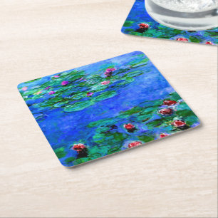 Porta-copo De Papel Quadrado Monet - Lírios de Água (vermelho)