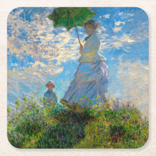 Porta-copo De Papel Quadrado Monet Mulher Guarda-Sol Impressionismo