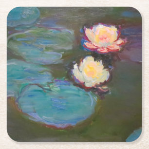 Porta-copo De Papel Quadrado Monet Water Lily Lily Pond Waterlily Painting