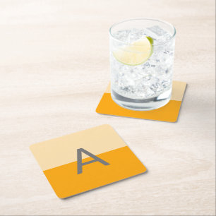 Porta-copo De Papel Quadrado Monograma Amarelo Moderno Daffodil