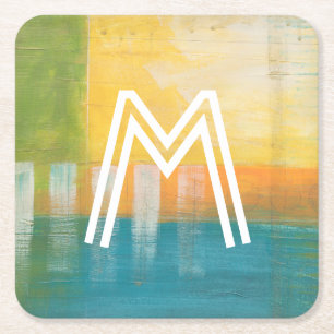 Porta-copo De Papel Quadrado Monograma  Campos de citrinos I