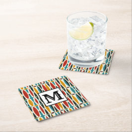 Porta-copo De Papel Quadrado Monograma Colorido Boho