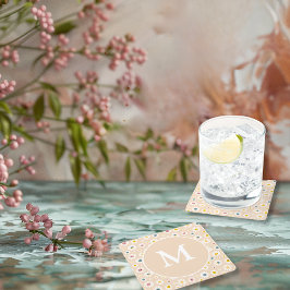 Porta-copo De Papel Quadrado Monograma Colorido Smiling Daisy personalizado