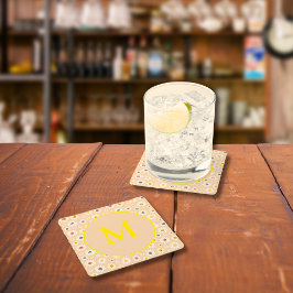 Porta-copo De Papel Quadrado Monograma Colorido Smiling Daisy personalizado