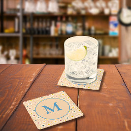 Porta-copo De Papel Quadrado Monograma Colorido Smiling Daisy personalizado