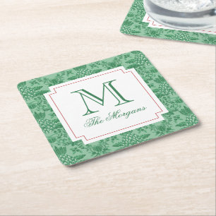 Porta-copo De Papel Quadrado Monograma de Ananás de Natal Festivo