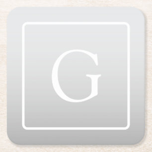 Porta-copo De Papel Quadrado Monograma de Apelido de Gradação de Cinzas Claras