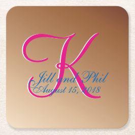 Porta-copo De Papel Quadrado Monograma de Casamento de Cobre