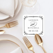 Monograma de Casamento em Moldura Preta Vintage