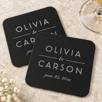 Monograma de Casamento Preto e Branco Elegante