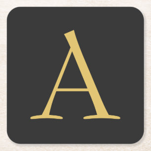 Porta-copo De Papel Quadrado Monograma de cores Dourada da cinza