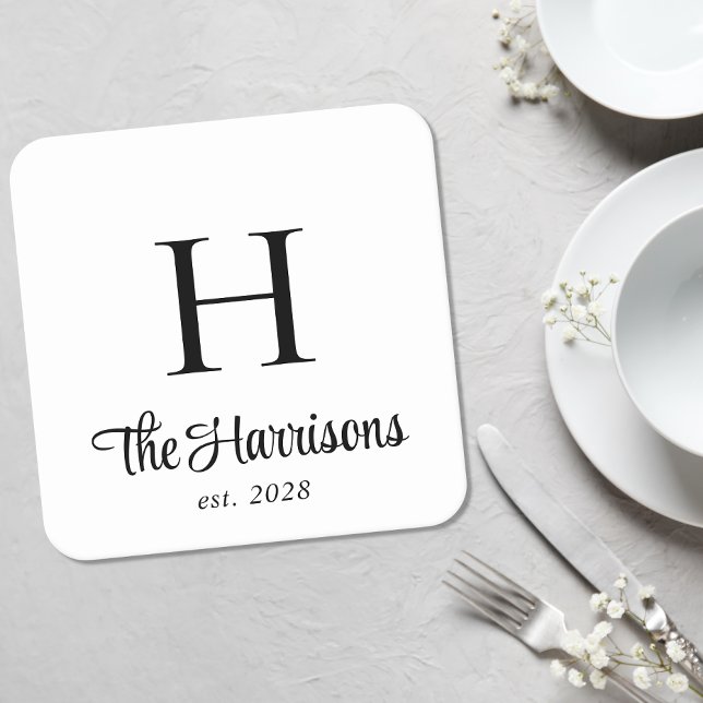Porta-copo De Papel Quadrado Monograma de Letra Moderna (Criador carregado)