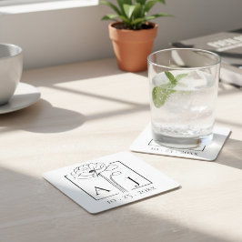 Porta-copo De Papel Quadrado Monograma de Papoula