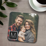 Porta-copo De Papel Quadrado Monograma do Solteiro de Colagem de Fotografias Pr<br><div class="desc">Você pode usar fotos quadradas para este design. Use três fotos quadradas para criar um presente exclusivo e pessoal. Ou você pode ficar com o filhote hipster e fazer uma moda. Se precisar ajustar as fotos,  clique na ferramenta personalizar para fazer alterações.</div>