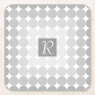 Porta-copo De Papel Quadrado Monograma dos Círculos das Cinzas Modernas