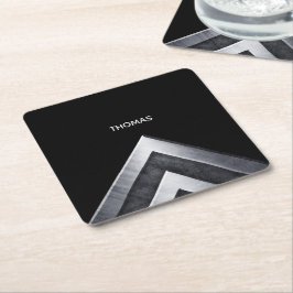 Porta-copo De Papel Quadrado Monograma Elegante de Metal com Padrão