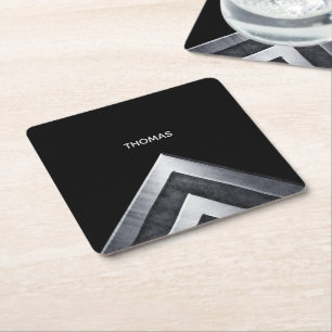 Porta-copo De Papel Quadrado Monograma Elegante de Metal com Padrão