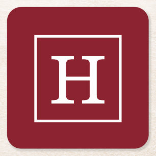 Porta-copo De Papel Quadrado Monograma Inicial de Moldes Brancos