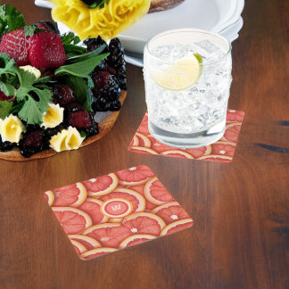 Porta-copo De Papel Quadrado Monograma Inicial de Toranja Rosa Picado Fresco