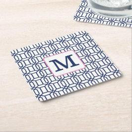 Porta-copo De Papel Quadrado Monograma inicial do octógono branco pré-disquete