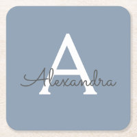 Monograma Moderno Minimalista Dusty Blue Elegante