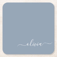 Monograma Moderno Minimalista Dusty Blue Elegante
