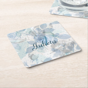 Porta-copo De Papel Quadrado Monograma Rosa luxo